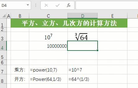 excel幂函数公式的计算和输入（电子表格输入10的n次方的方法）